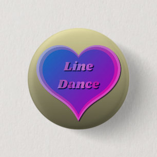 Line dance heart Custom-Cut Vinyl Sticker 3 Cm Round Badge