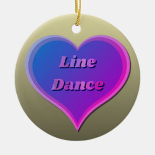 Line dance heart Custom-Cut Vinyl Sticker Ceramic Tree Decoration