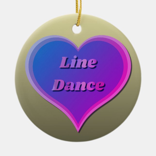 Line dance heart Custom-Cut Vinyl Sticker Ceramic Tree Decoration (Front)