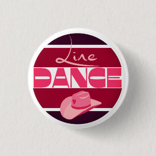 Line dance Love Cowboyhat pink 3 Cm Round Badge