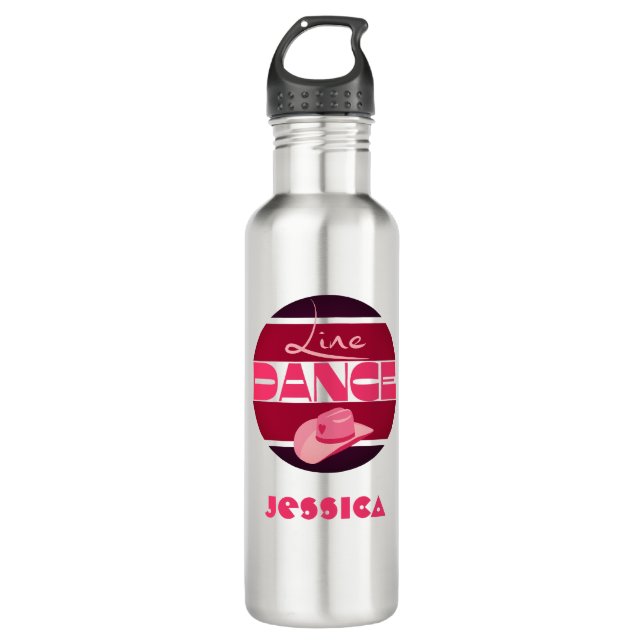 Line dance Love Cowboyhat pink 710 Ml Water Bottle (Front)
