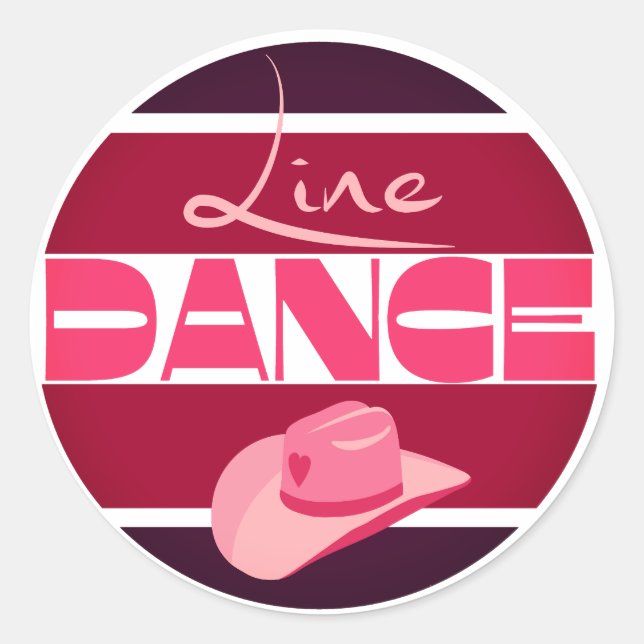Line dance Love Cowboyhat pink Classic Round Sticker (Front)