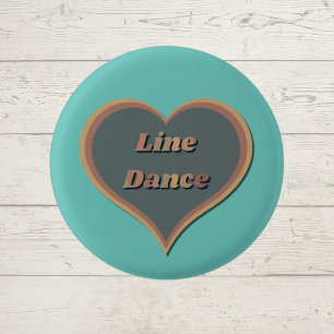 Line dance Love Heart  3 Cm Round Badge