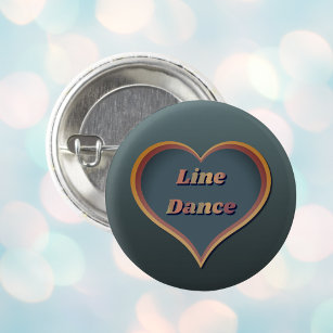 Line dance Love Heart  3 Cm Round Badge