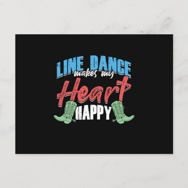 Line Dance Makes My Heart Happy Country Music Gift Postcard (Front)