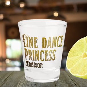 Line dance princess gold name shot glass