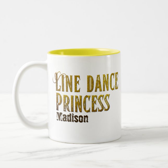 Line dance princess gold name Two-Tone coffee mug (Left)