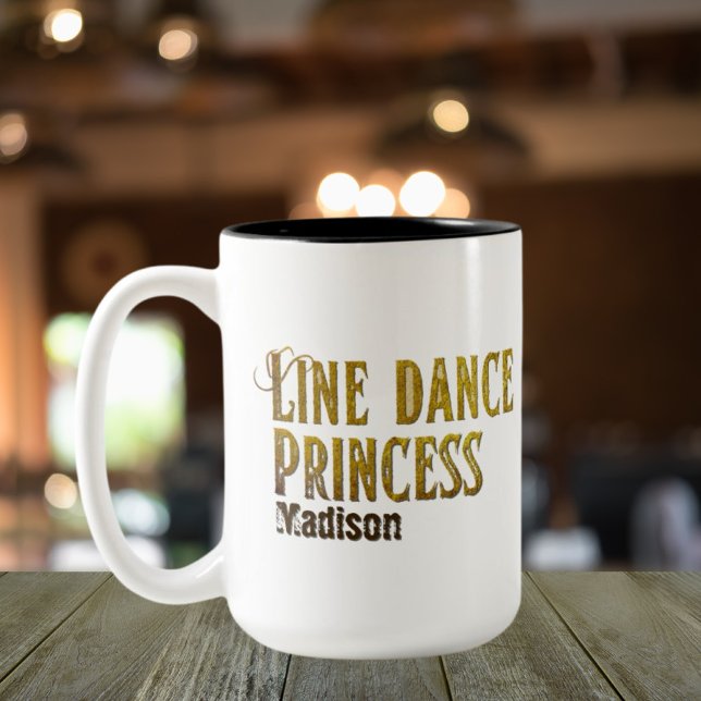 Line dance princess gold name Two-Tone coffee mug (Creator Uploaded)
