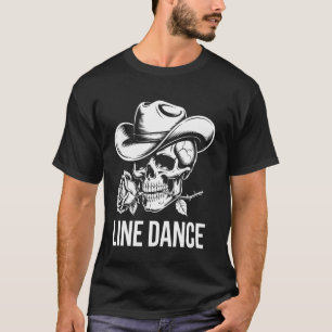 Line Dance Skull and Rose Cowboy Western Country T-Shirt