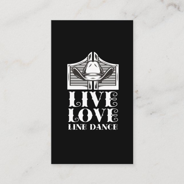 Line Dance Western Hat Country Line Dancing Love Business Card (Front)