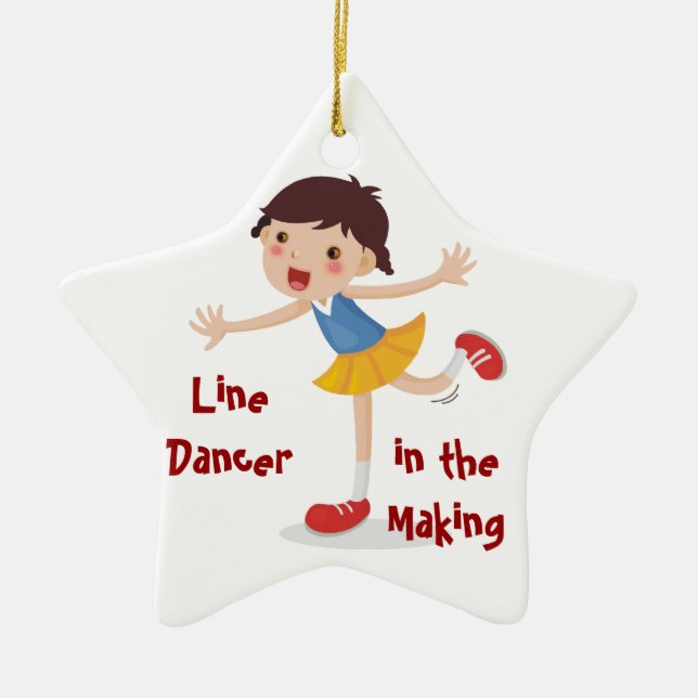 Line Dancer in the Making! - Girl Ceramic Tree Decoration (Front)
