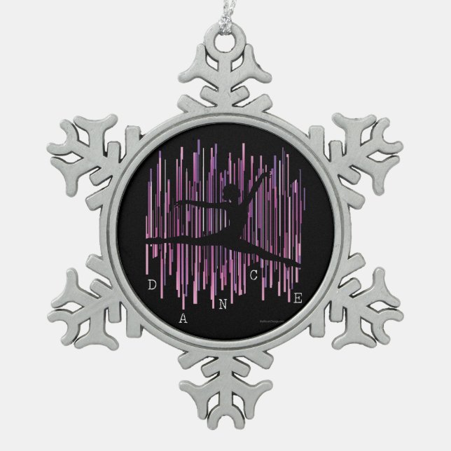 Line Dancer (v4) Snowflake Pewter Christmas Ornament (Front)