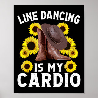 Line Dancing Art For Women Men Country Dancing Rod Poster