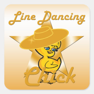 Line Dancing Chick #10 Square Sticker