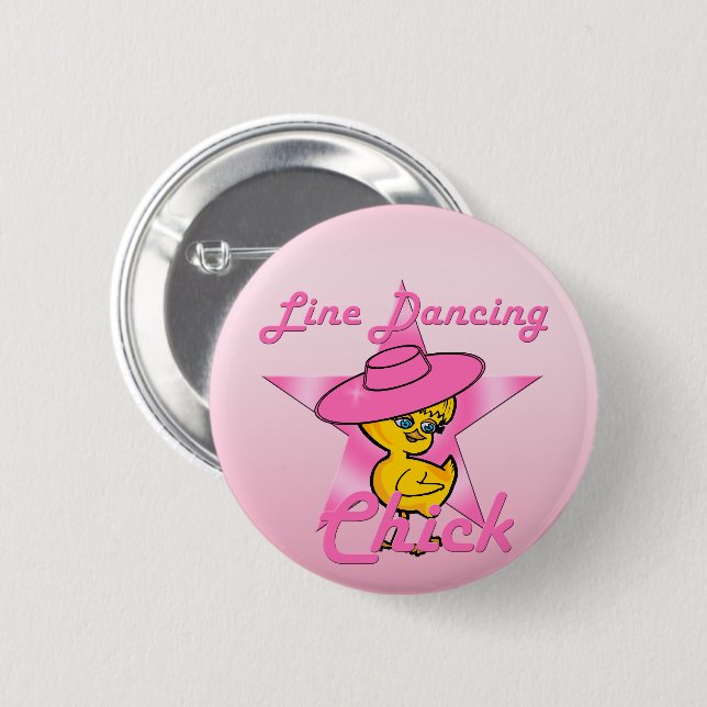 Line Dancing Chick #8 6 Cm Round Badge (Front & Back)