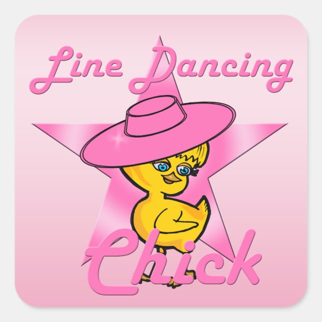 Line Dancing Chick #8 Square Sticker (Front)