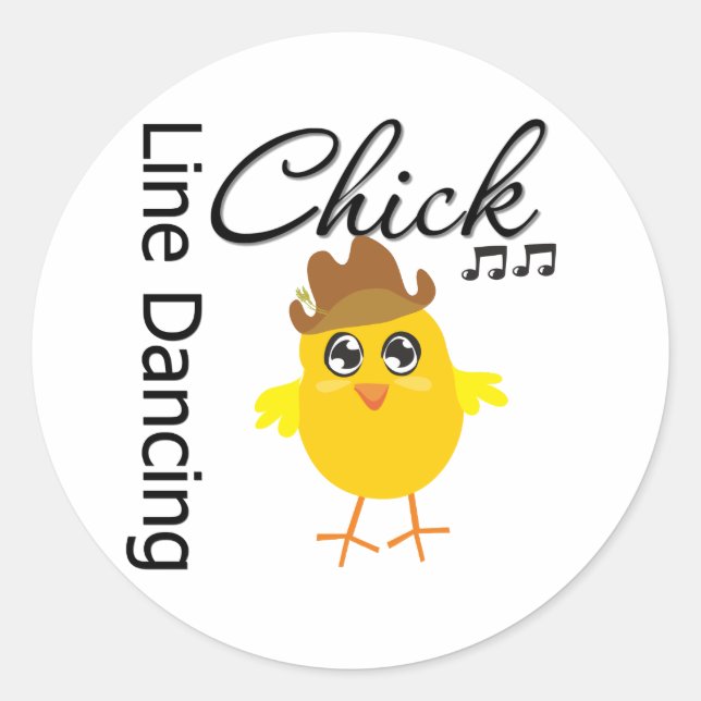 Line Dancing Chick Classic Round Sticker (Front)