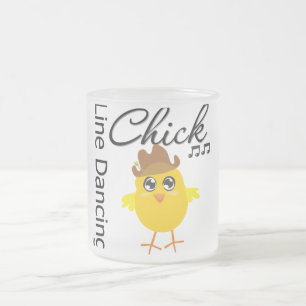 Line Dancing Chick Frosted Glass Coffee Mug