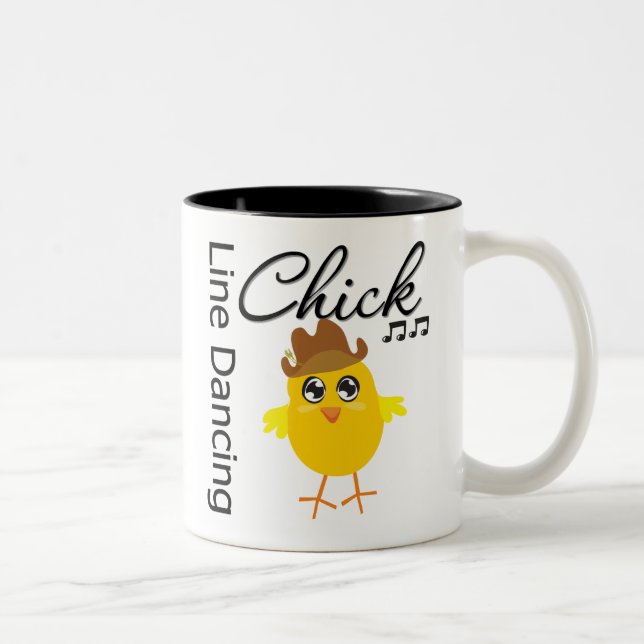 Line Dancing Chick Two-Tone Coffee Mug (Right)