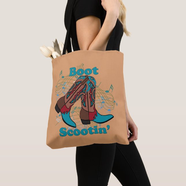 Line Dancing Country Dance Cowboy Boot Scootin" Tote Bag (Close Up)