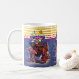Line Dancing Country Stripe Yellow Blue Mug