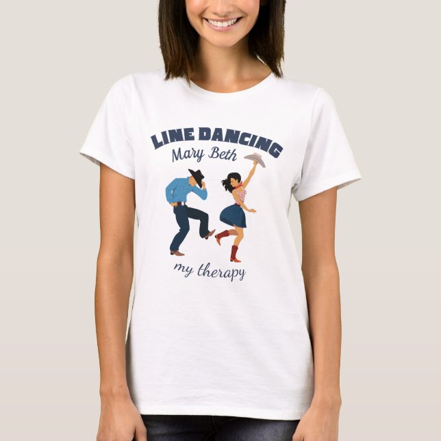 Line Dancing Cowboy and Cowgirl T-Shirt (Front)