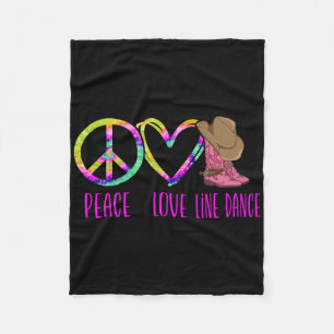 Line Dancing Dance Teacher Tie Dye Peace Love Line Fleece Blanket