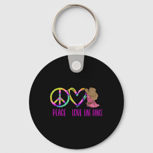 Line Dancing Dance Teacher Tie Dye Peace Love Line Key Ring