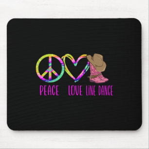 Line Dancing Dance Teacher Tie Dye Peace Love Line Mouse Mat