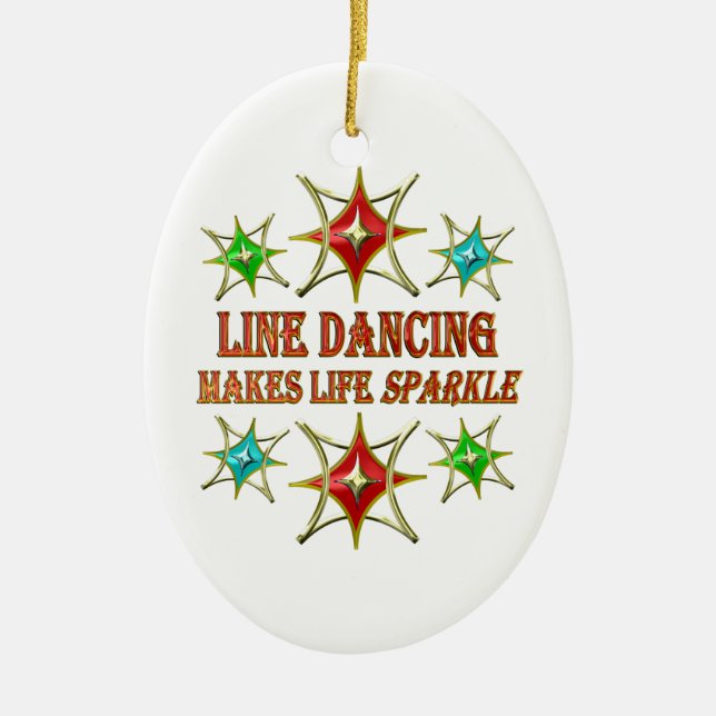 LINE DANCING FANCY STARS CERAMIC TREE DECORATION (Front)