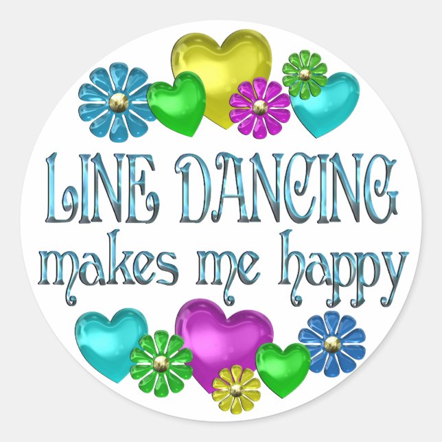 Line Dancing Happinness Classic Round Sticker (Front)