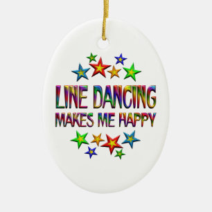 Line Dancing Happy Ceramic Tree Decoration