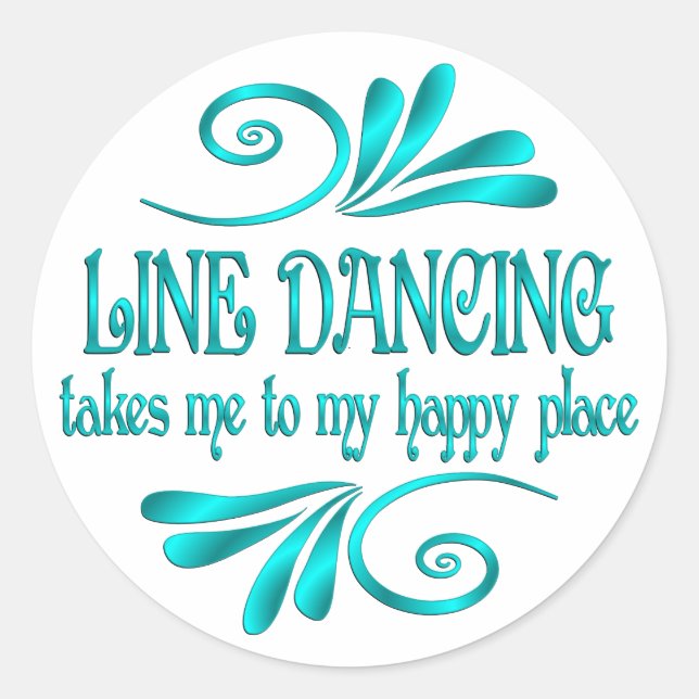 Line Dancing Happy Place Classic Round Sticker (Front)
