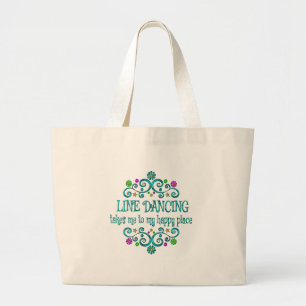 Line Dancing Happy Place Large Tote Bag