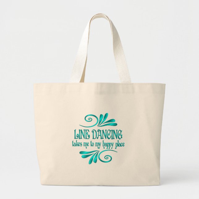 Line Dancing Happy Place Large Tote Bag (Front)