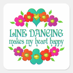 Line Dancing Heart Happy Square Sticker