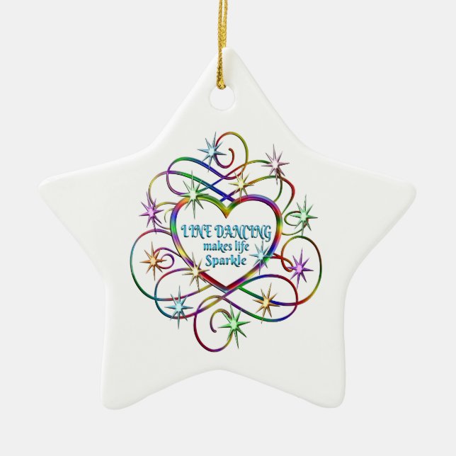 Line Dancing Makes Life Sparkle Ceramic Tree Decoration (Front)