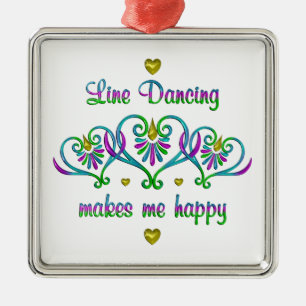 Line Dancing Makes Me Happy Metal Tree Decoration