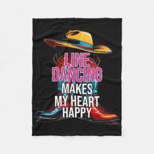 Line Dancing Makes My Heart Happy Country Western Fleece Blanket