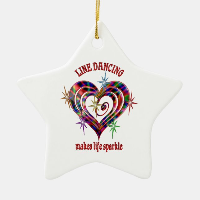 Line Dancing Sparkles Ceramic Tree Decoration (Front)