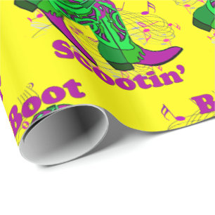 Line Dancing Western Cowboy Boots Boot Scootin' Wrapping Paper