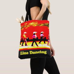 Line Dancing Western Group Red Black Tote Bag