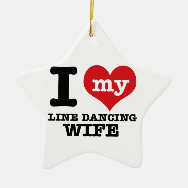 Line dancing Wife Ceramic Tree Decoration (Front)