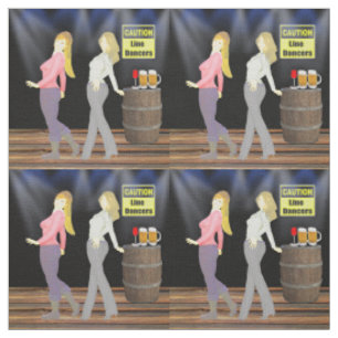Line Dancing Women With Caution Sign 4.5" Square Fabric