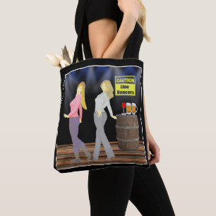 Line Dancing Women With Caution Sign Tote Bag