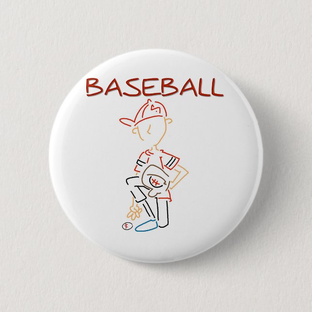 Line Drawing Baseball 6 Cm Round Badge (Front)