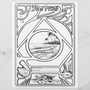 Line drawing design water card custom letterhead
