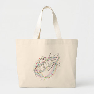 Line drawing face design simple arty design large tote bag