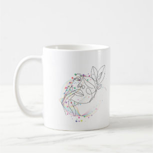 Line drawing face gift simple arty design coffee mug