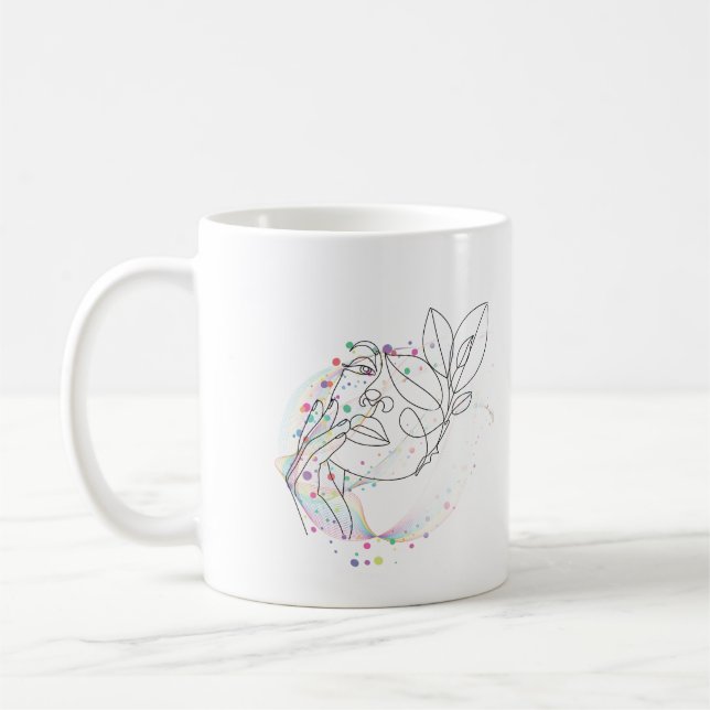 Line drawing face gift simple arty design  coffee mug (Left)